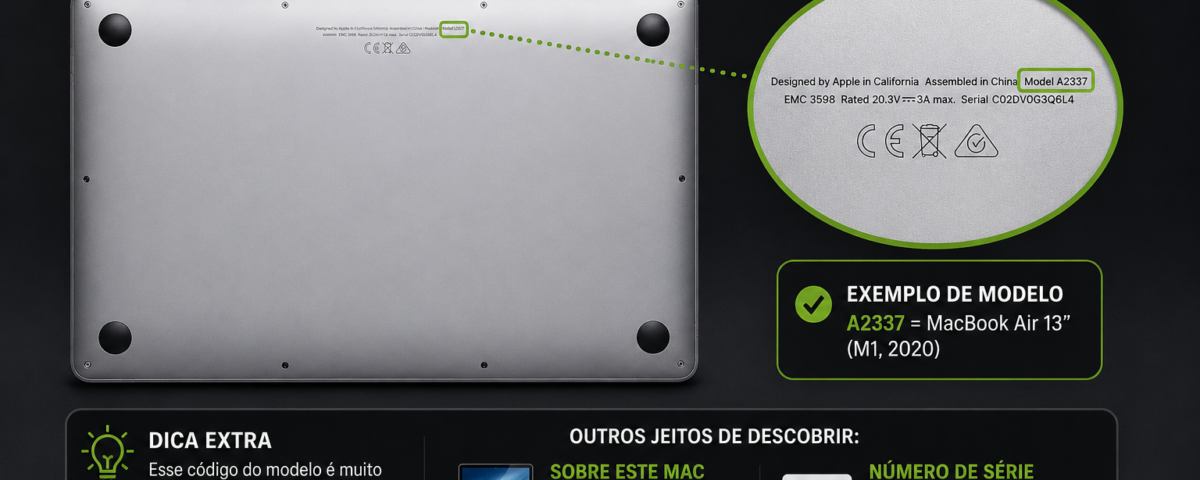 Onde encontrar o modelo do MacBook