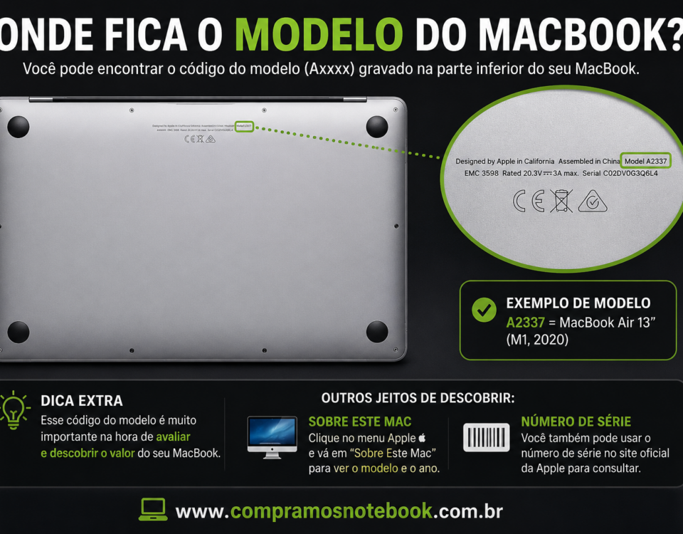 Onde encontrar o modelo do MacBook